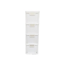 4 Tier Medium Drawers Storage Unit Plastic Chest Tower A5 Size Desktop Organizer
