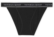 Victoria's Secret Cotton Logo Tanga Panty in Black M L XL XXL NEW