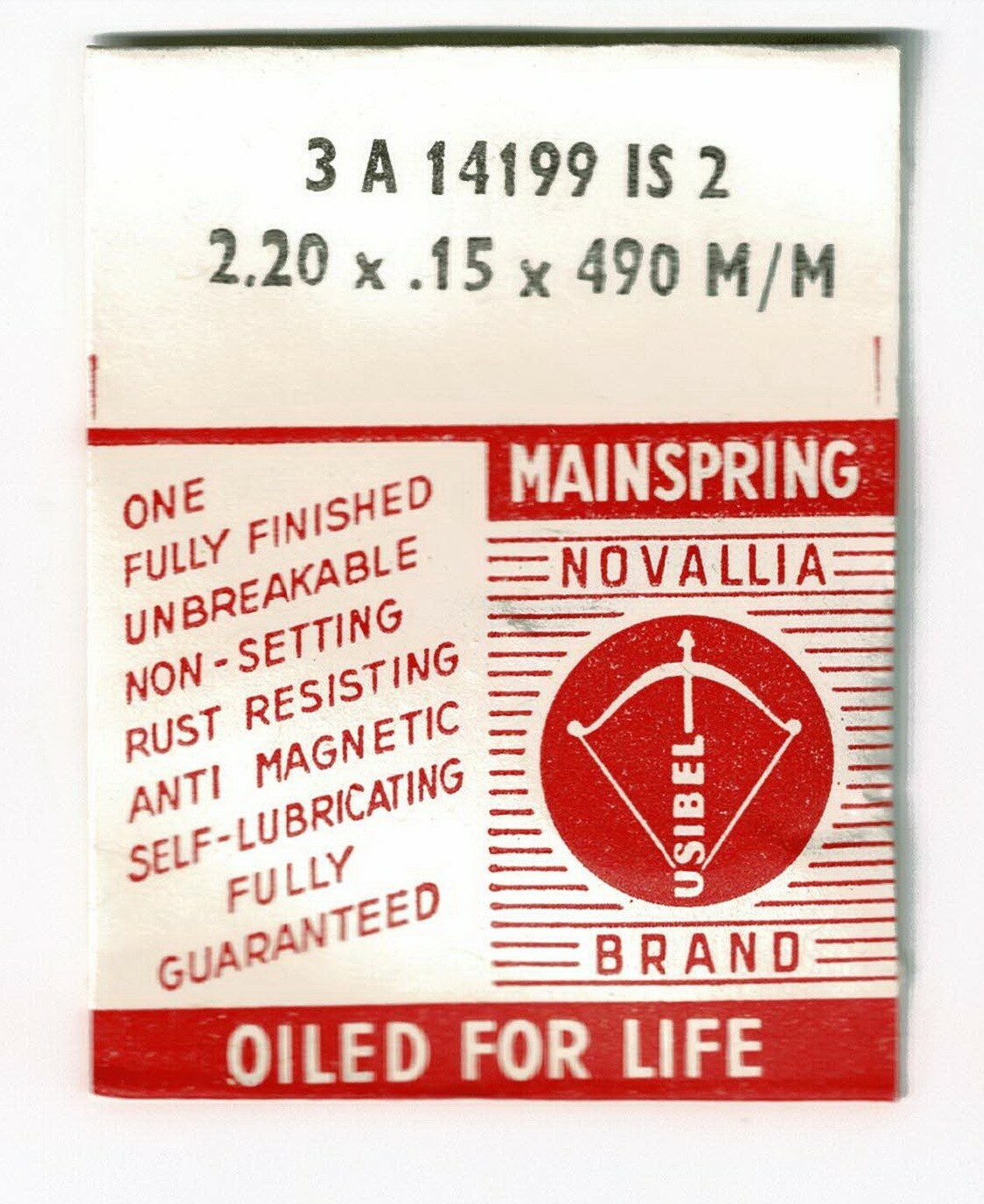 NOVALLIA WATCH MAINSPRING SPECIAL 3A14199 IS2 -2.20x0.15x490MM