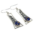 Artisan Copper Lapis Solid 925 Sterling Silver Earring 2.09" Se28641
