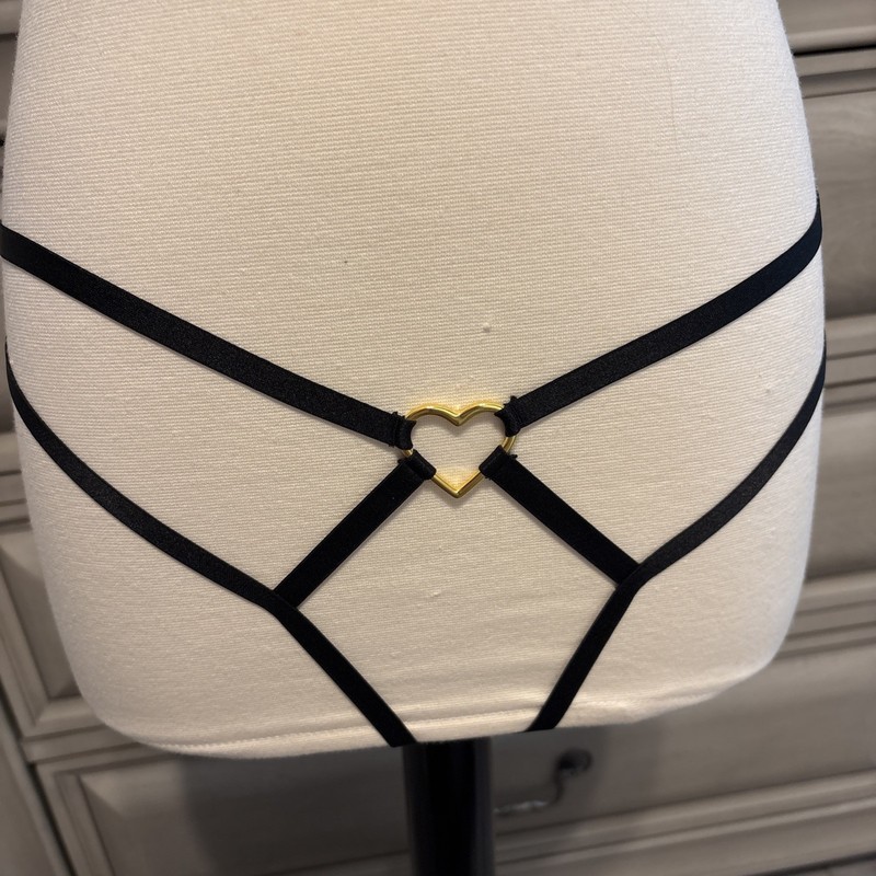 🌹 NWT Victoria’s Secret VS Very Sexy Gold Heart Open front Thong Size Large 🌹