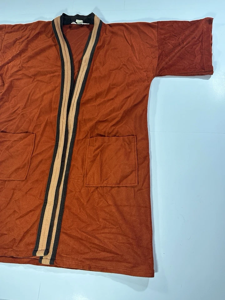 Vintage 70s His 'N Hers Kimono Robe K-Mart Terracotta Striped One Size Fits All - Image 3 of 4