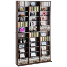 Uimoso Media Storage Cabinet 12 Layers Adjustable DVD Shelves 1080 CDs Espresso