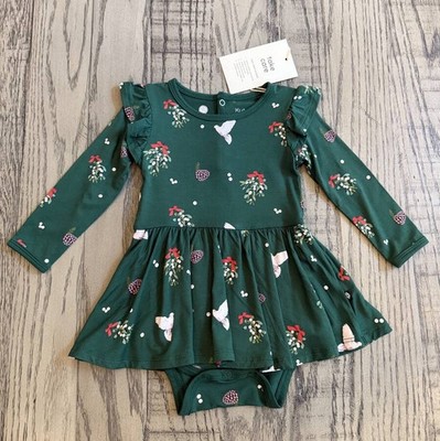 Kyte Baby Infant Girl Mistletoe Print Bamboo Twirl Dress Sz 18-24m NWT
