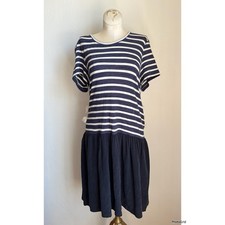 Sea New York Navy Stripe Fringe Back Dress XS boho