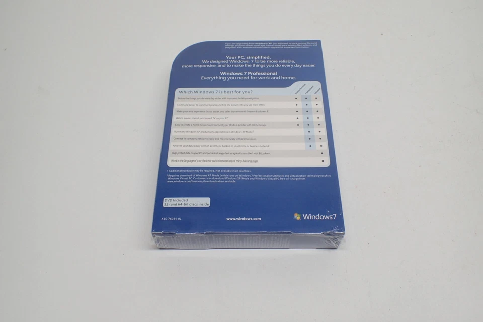 Microsoft Windows 7 Pro Professional 32 / 64bit Kit DVD Media + Key Sealed Box - Image 2 of 4