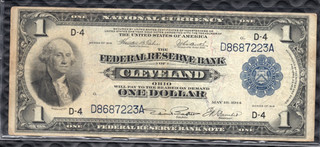 Series Of 1918 Federal Reserve Bank Note Of Cleveland OH One Dollar Large Size