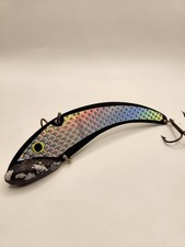 6in Shumway Fuzzy Duzzit Muskie Blade Bait Fishing Lure - Silver Holo Black