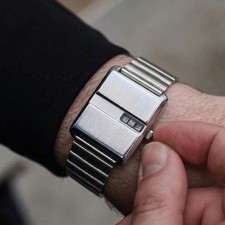 CILOA Vintage Men's Retro Square Jump Hour Quartz Watch 3ATM Stainless steel