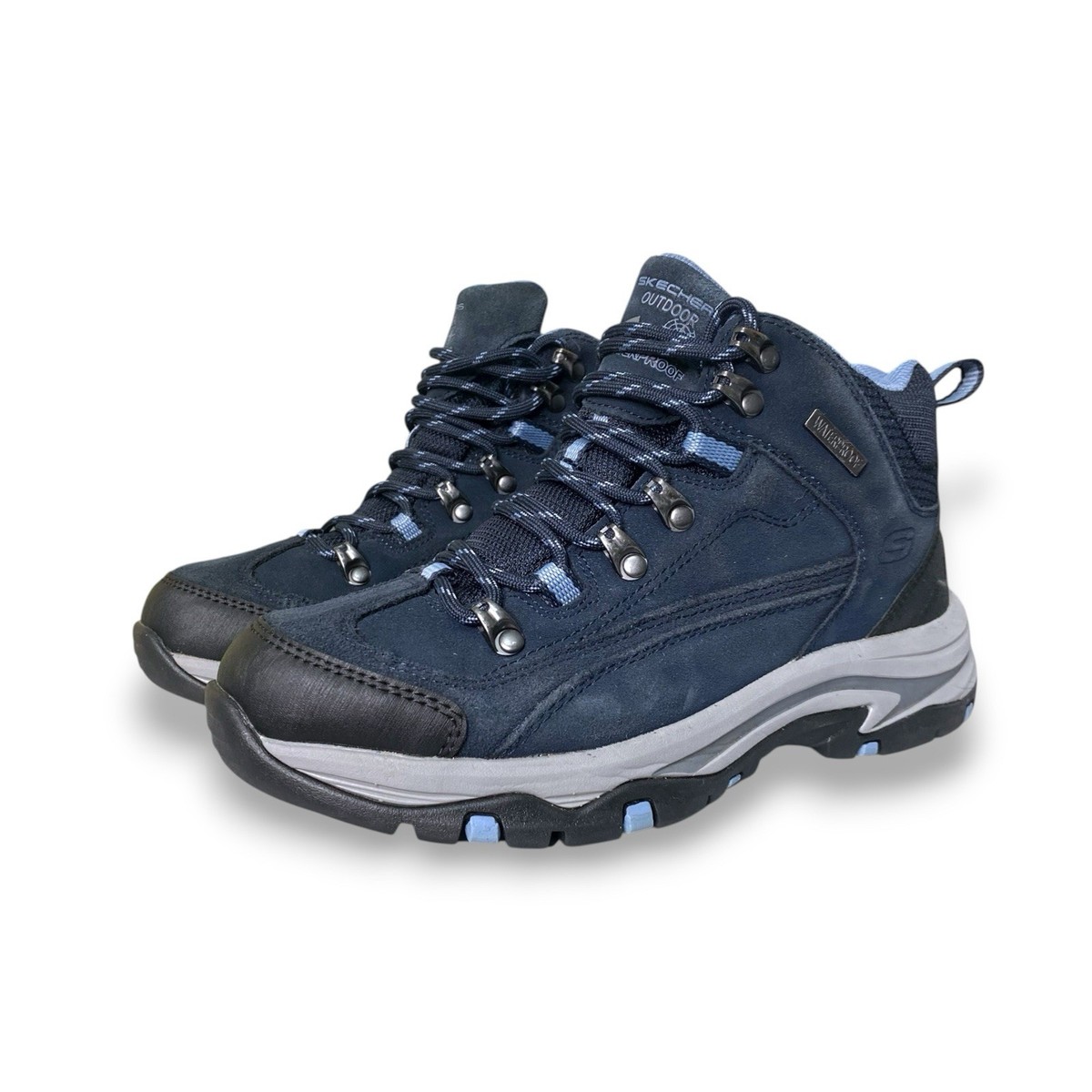 Skechers Women's Trego Navy Hiking Boots Waterproof Memory Foam