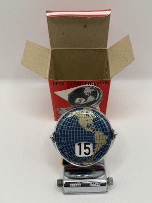 Vintage Globe Desk Calendar Perpetual Metal Month Day Date Top Japan New NOS Vtg
