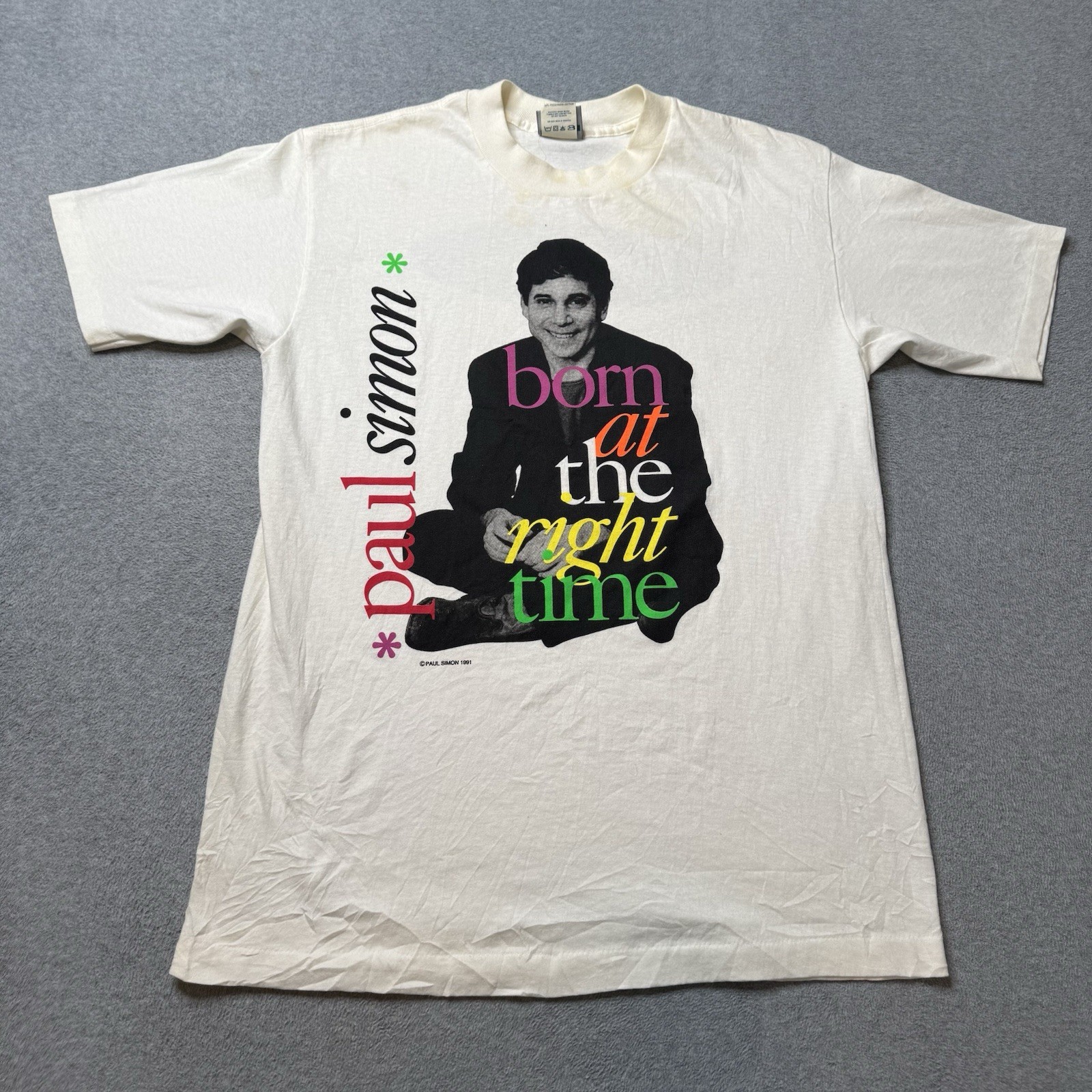 Vintage Jimmyz T Shirt Mens Large Paul Simon Born At The Right Time Tour 90s