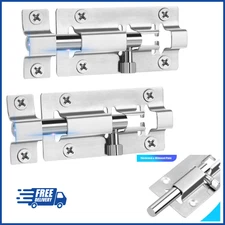 2 Pack 3" Barrel Bolt Door Latch Lock Stainless Steel Slide Locks w/ Screws
