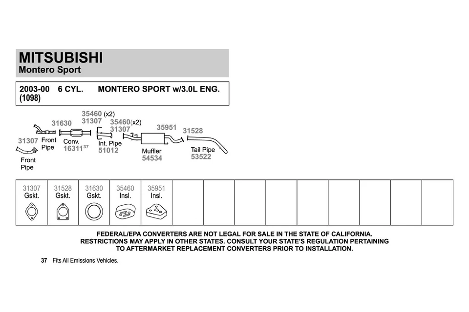 For Toyota Tacoma 05-20 Exhaust Manifold Flange Gasket High Temperature Graphite Foto 4 de 4
