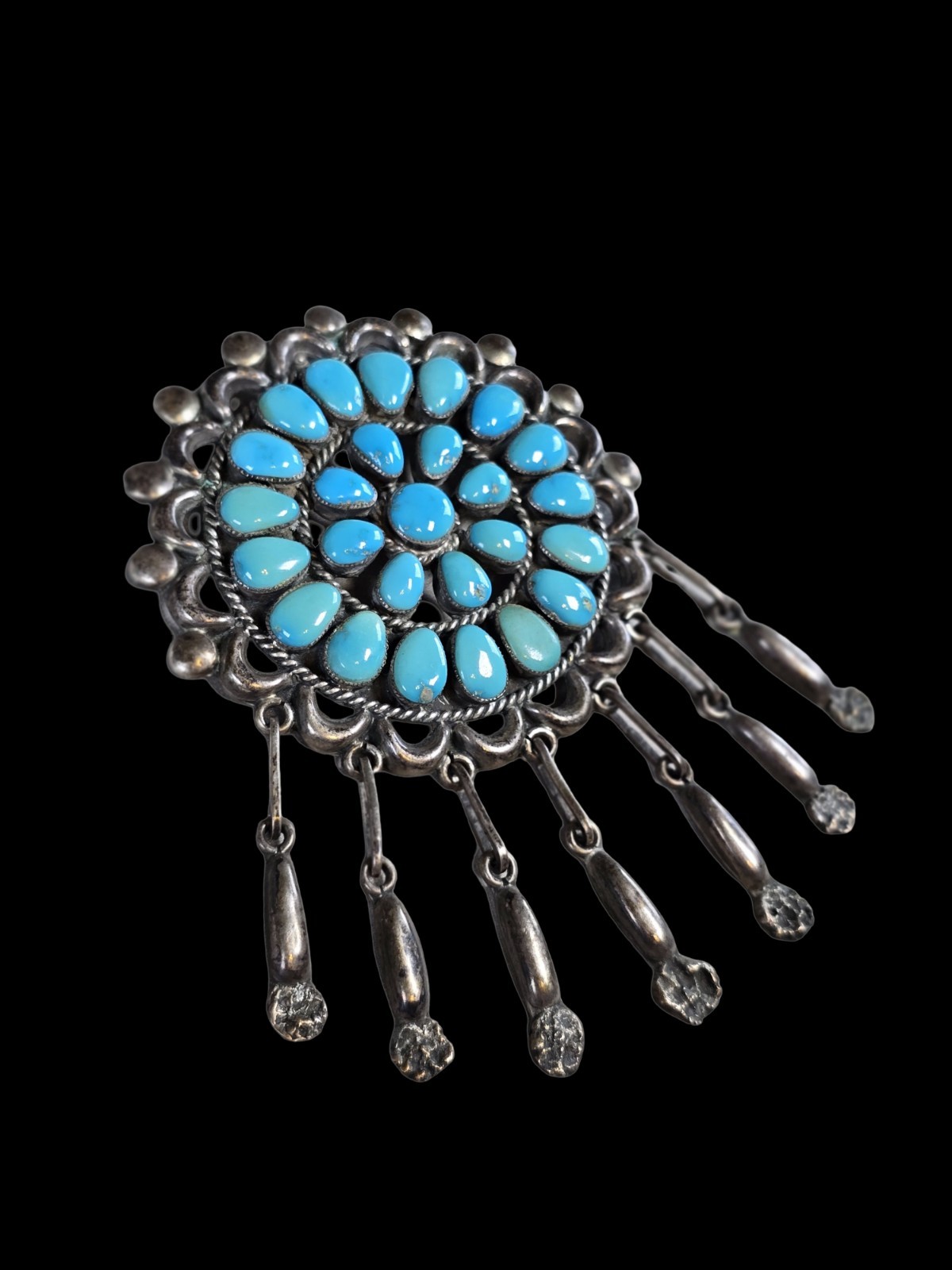 LARGE VINTAGE ZUNI PATSY WEEBOTHEE TURQUOISE CLUS… - image 3