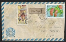 NORTH VIETNAM TO CZECHOSLOVAKIA AIR MAIL COMMEMORATIVE STAMPS ON COVER 1980