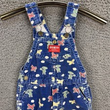 Vintage OshKosh B  gosh Blue Overalls Size 4T Vestbak Corduroy Airplanes Toddler