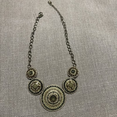 Natasha Jewelry Green Faux Emerald multy color Statement Necklace one stone miss