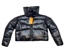 Save The Duck Women's Black Puffer Jacket Plumtech US Size 2/M High Neck Heidi