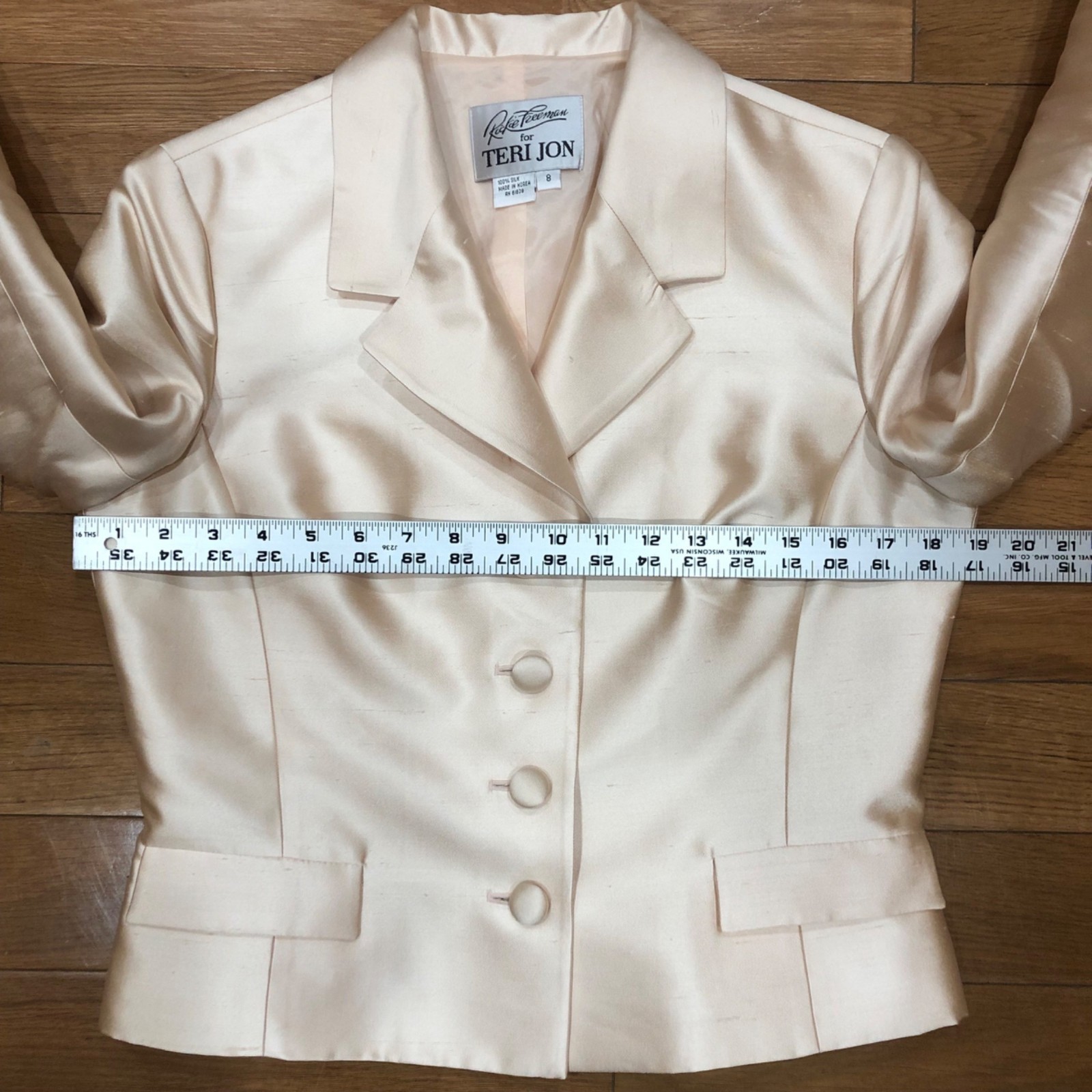 Rickie Freeman for Teri Jon 100% Silk Peach Dress & Jacket Combo Size 8