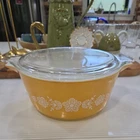 Vintage Pyrex 2.5 Quart Butterfly Gold Casserole Dish 475-B w/ Lid 475-C2