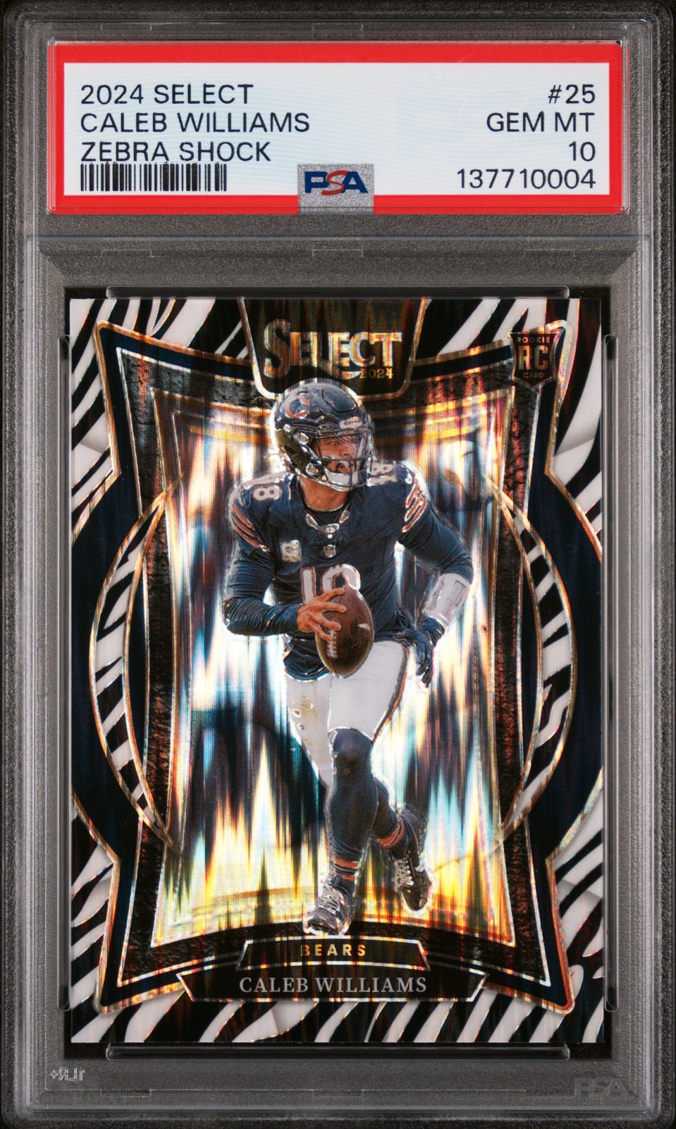 2024 PANINI SELECT ZEBRA SHOCK #25 CALEB WILLIAMS PSA 10