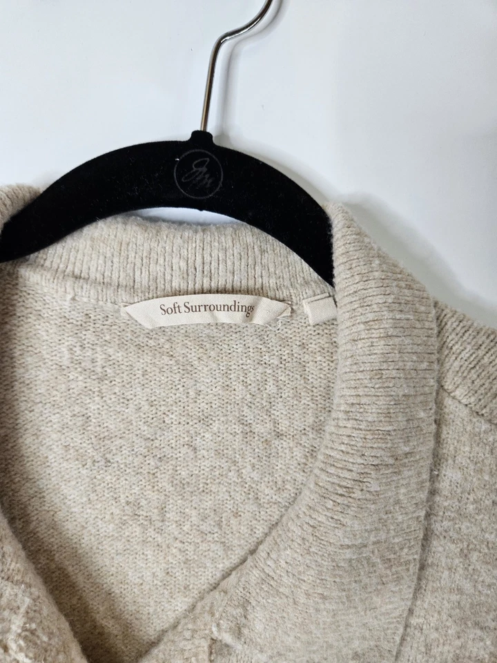 Cárdigan Soft Surroundings Crema Abotonada Mezcla Lana Acogedor Suave Talla M Foto 2 de 4