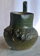 Jarra de cerámica esmaltada verde vintage - Atzompa, Oaxaca, México