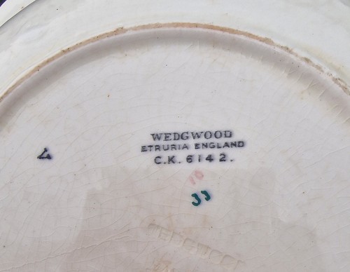 Vintage 1950s Wedgwood Floral Basket Pattern China, 2 Bowls & 6 Plates, Teal (photo 2)
