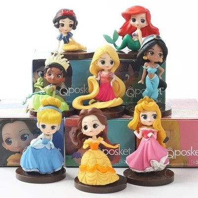 8pcs Q Posket Disney Princess PVC Figures Tiana Snow White