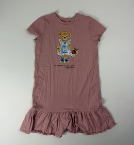 Baby Girls Polo Ralph Lauren Pink Polo Bear T-Shirt Dress. Size 9-12 Months