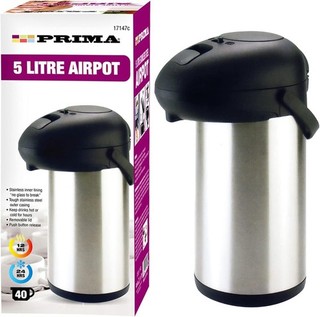 5L Prima Professional Stainless Steel AIRPOT HOT & Cold Drinks Flask