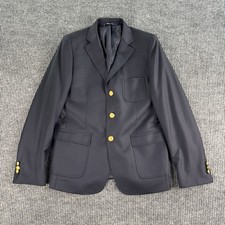 Brooks Brothers Blazer Boys 16 R Navy Wool Loro Piana Italy Golden Button Logo