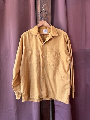 70 s Cotton Blend Loop Collar, Mustard, Mens M long sleeve good wear