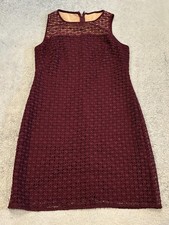Ralph Lauren LRL Dress Womens M Maroon Lace Overlay Cocktail Formal Lined