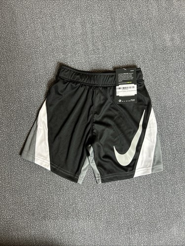 Nike Size 4 Boy's Shorts XS Dri-Fit Big Swoosh Black Grey Athletic- NEW! *008 - Picture 9 of 9