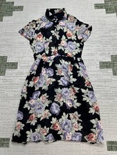 Reformation Shirt Dress Womens 4 Petie Black Blue Pink Floral Blouson