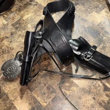 Ruger Blackhawk Dual Gun Belt Leather W/Ruger Buckle 4 1/2” Barrel 45 Colt Nice