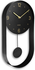Orologio Da Parete Moderno Con Pendolo Silenzioso – Design Minimalista Nero & Or