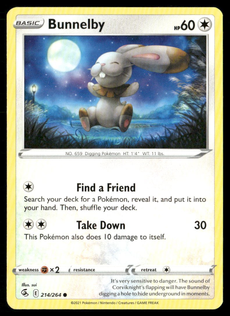 Bunnelby Fusion Strike 214/264 Common Pokemon Near Mint