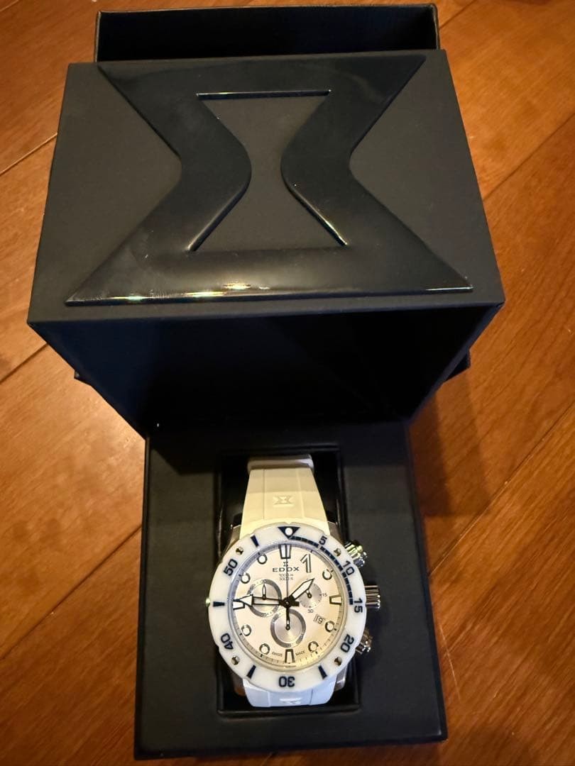 EDOX Chronoffshore-1 Quartz Diver Watch 300m White Box Near Mint