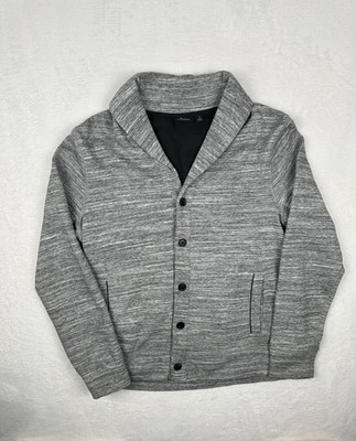 Men s Marc Anthony Slim Fit Shawl Collar Long Sleeve Sweater Gray Size Large