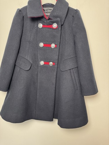 Rothschild Girls Size 4T Bandmaster Navy Blue Red Trim Buttons Dress Party Coat - Picture 20 of 24