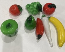Hand-Blown Art Glass Fruit Murano Style Set of 8 Vintage Beautiful
