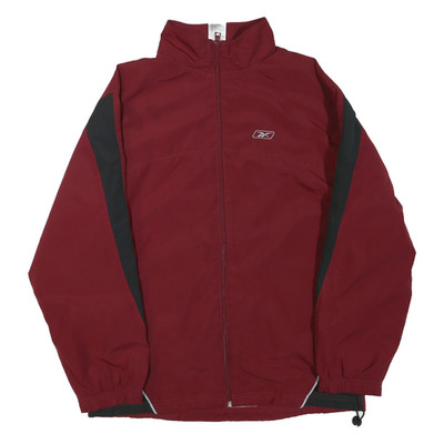 Reebok Herren weinrot & schwarz Reißverschluss Jacke M Polyestermischung Sport Freizeit