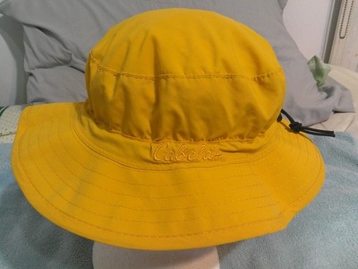 Cabela s Gore-Tex Wide Brim Bucket Hat Yellow Waterproof Outdoor Hiking Fishing