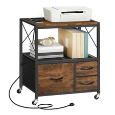 MAHANCRIS File Cabinet with Charging Station, 3 Drawer Lateral Filing Cabinet...