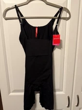 SPANX Thinstincts 10021R Open Bust Mid-Thigh Shapewear Body Suit Sz S Black NWT