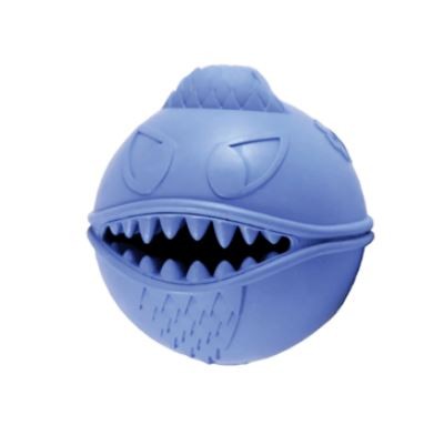 Jolly Pets Monster Ball 2.5 inch Blue  Treat Hiding Rubber Toy for Small Dogs