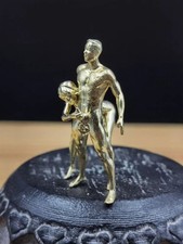 Golden Solid Bronze Copper Statue Hand Carved Penis Love Man Woman Amulet Toy